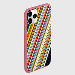 Чехол iPhone 11 Pro матовый Разноцветные полосы абстракция, цвет: 3D-малиновый — фото 2