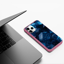 Чехол iPhone 11 Pro матовый Синие минералы, цвет: 3D-малиновый — фото 2