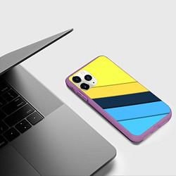Чехол iPhone 11 Pro матовый Геометрия полосы спорт, цвет: 3D-фиолетовый — фото 2