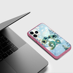 Чехол iPhone 11 Pro матовый Милые змеи, цвет: 3D-малиновый — фото 2