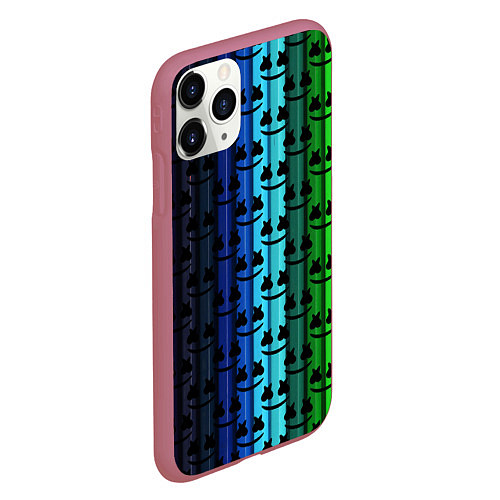 Чехол iPhone 11 Pro матовый Marshmello gradient / 3D-Малиновый – фото 2