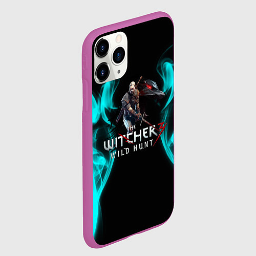 Чехол iPhone 11 Pro матовый Ведьмак неновый дым / 3D-Фиолетовый – фото 2