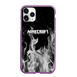 Чехол iPhone 11 Pro матовый Fortnite серый огонь, цвет: 3D-фиолетовый