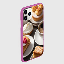 Чехол iPhone 11 Pro матовый Кофе и пирожные, цвет: 3D-фиолетовый — фото 2