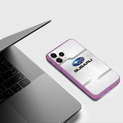 Чехол iPhone 11 Pro матовый Subaru auto steel metal, цвет: 3D-фиолетовый — фото 2