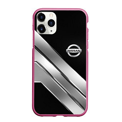 Чехол iPhone 11 Pro матовый Nissan metal steel auto, цвет: 3D-малиновый