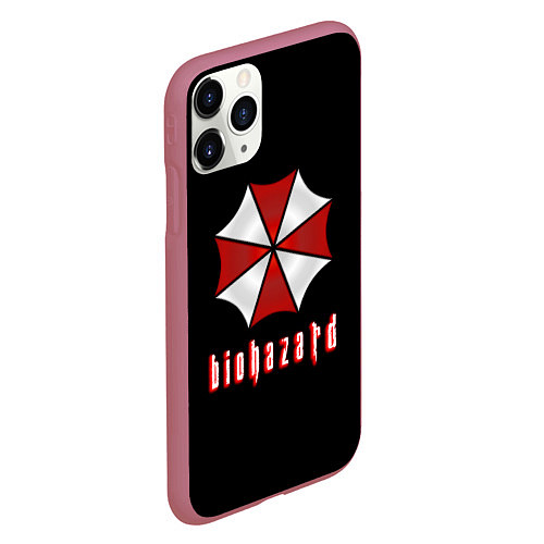 Чехол iPhone 11 Pro матовый Biohazard logo / 3D-Малиновый – фото 2