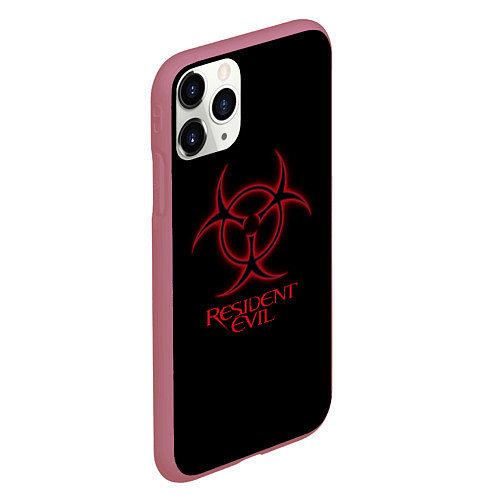 Чехол iPhone 11 Pro матовый Resident evil biohazard logo / 3D-Малиновый – фото 2