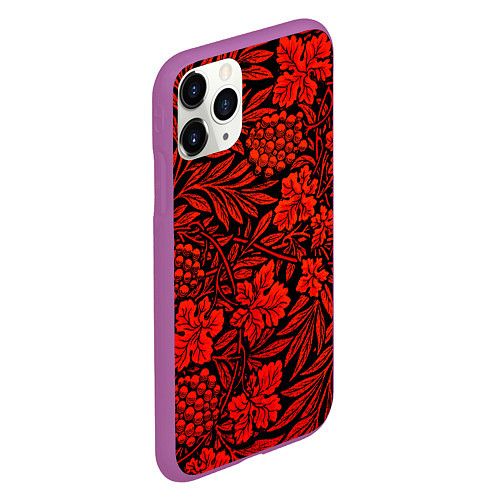 Чехол iPhone 11 Pro матовый Красная рябина / 3D-Фиолетовый – фото 2