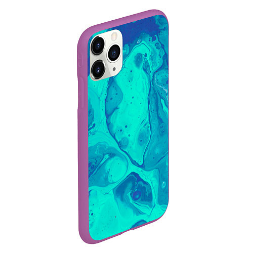 Чехол iPhone 11 Pro матовый Эффект размытых красок / 3D-Фиолетовый – фото 2