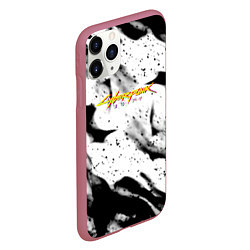 Чехол iPhone 11 Pro матовый Cyberpunk 2077 fire black, цвет: 3D-малиновый — фото 2