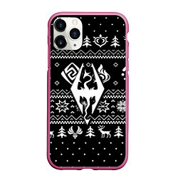 Чехол iPhone 11 Pro матовый The Elder Scrolls game pattern, цвет: 3D-малиновый