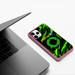 Чехол iPhone 11 Pro матовый Portal green flame, цвет: 3D-малиновый — фото 2