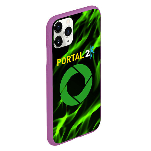 Чехол iPhone 11 Pro матовый Portal green flame / 3D-Фиолетовый – фото 2