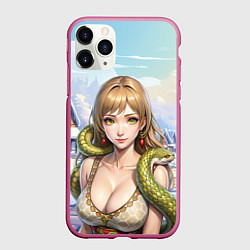 Чехол iPhone 11 Pro матовый Девушка - змея символ 2025, цвет: 3D-малиновый