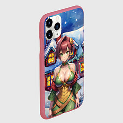 Чехол iPhone 11 Pro матовый Девушка - змея символ 2025, цвет: 3D-малиновый — фото 2