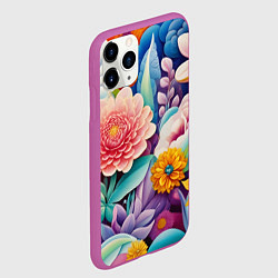 Чехол iPhone 11 Pro матовый Лето объемные цветы, цвет: 3D-фиолетовый — фото 2