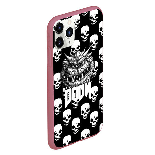 Чехол iPhone 11 Pro матовый Doom какадемон черепа / 3D-Малиновый – фото 2