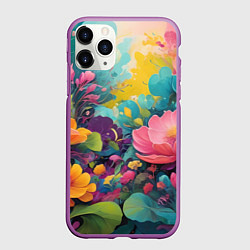 Чехол iPhone 11 Pro матовый Лето красочные цветы, цвет: 3D-фиолетовый