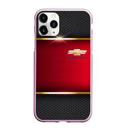 Чехол iPhone 11 Pro матовый Chevrolet metal auto, цвет: 3D-розовый