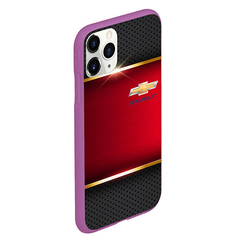 Чехол iPhone 11 Pro матовый Chevrolet metal auto / 3D-Фиолетовый – фото 2