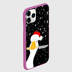 Чехол iPhone 11 Pro матовый Гусь Санта с ножом в клюве, цвет: 3D-фиолетовый — фото 2