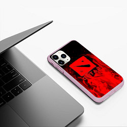 Чехол iPhone 11 Pro матовый DOTA 2 лого в огне, цвет: 3D-розовый — фото 2