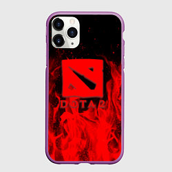 Чехол iPhone 11 Pro матовый DOTA 2 лого в огне, цвет: 3D-фиолетовый