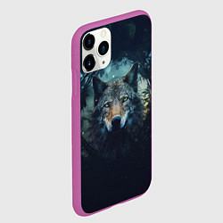 Чехол iPhone 11 Pro матовый Голова волка, цвет: 3D-фиолетовый — фото 2