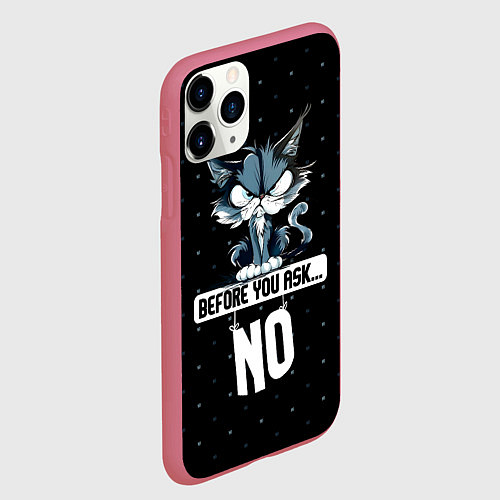 Чехол iPhone 11 Pro матовый Нет - прежде чем ты спросишь / 3D-Малиновый – фото 2