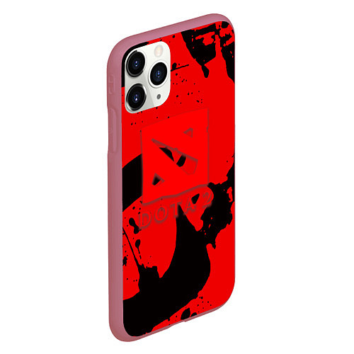 Чехол iPhone 11 Pro матовый Dota краски иероглиф / 3D-Малиновый – фото 2