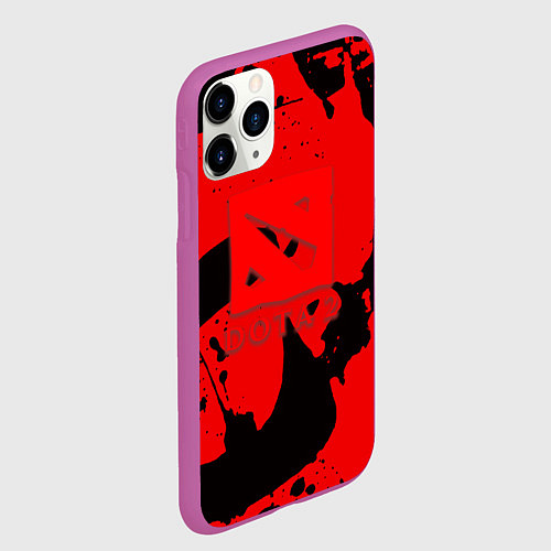 Чехол iPhone 11 Pro матовый Dota краски иероглиф / 3D-Фиолетовый – фото 2