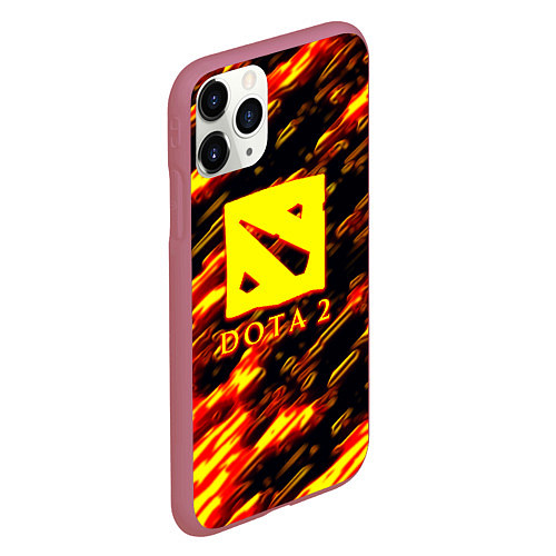 Чехол iPhone 11 Pro матовый DOTA2 огенный стиль текстура / 3D-Малиновый – фото 2