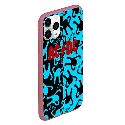 Чехол iPhone 11 Pro матовый ACDC mem party / 3D-Малиновый – фото 2