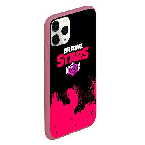 Чехол iPhone 11 Pro матовый Brawl stars розовые краски / 3D-Малиновый – фото 2