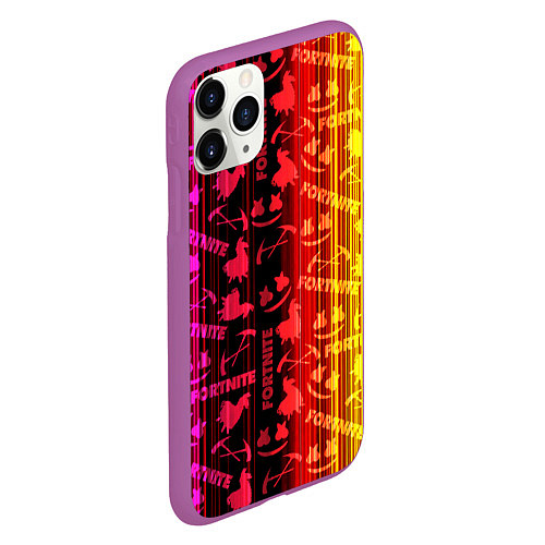 Чехол iPhone 11 Pro матовый Fortnite neon game / 3D-Фиолетовый – фото 2