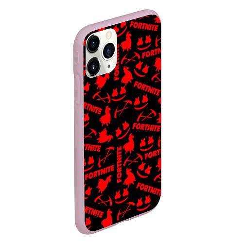 Чехол iPhone 11 Pro матовый Fortnite pattern game red / 3D-Розовый – фото 2