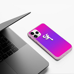 Чехол iPhone 11 Pro матовый Sally Face neon gradient, цвет: 3D-розовый — фото 2