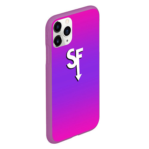 Чехол iPhone 11 Pro матовый Sally Face neon gradient / 3D-Фиолетовый – фото 2