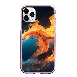 Чехол iPhone 11 Pro матовый Вода и огонь, цвет: 3D-розовый