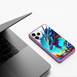 Чехол iPhone 11 Pro матовый Japanese dragon - tattoo irezumi, цвет: 3D-фиолетовый — фото 2