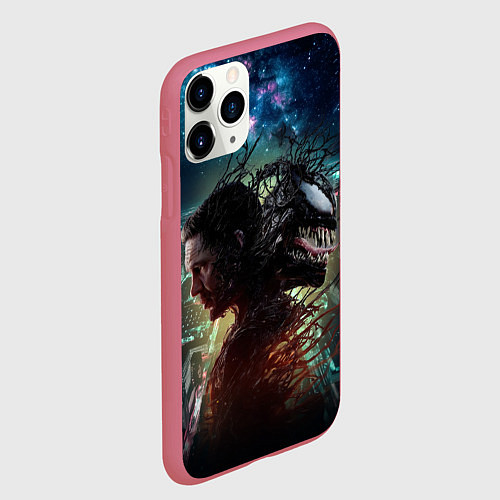 Чехол iPhone 11 Pro матовый Веном и Эдди / 3D-Малиновый – фото 2