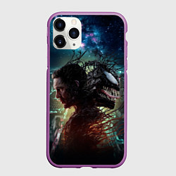 Чехол iPhone 11 Pro матовый Веном и Эдди, цвет: 3D-фиолетовый