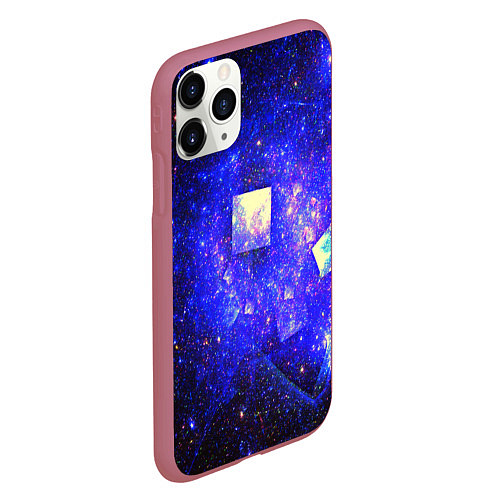 Чехол iPhone 11 Pro матовый Космическая абстракция звезды / 3D-Малиновый – фото 2