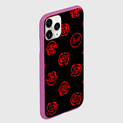 Чехол iPhone 11 Pro матовый Twenty one pilots rose pattern, цвет: 3D-фиолетовый — фото 2