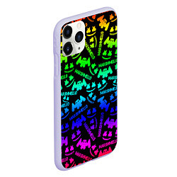 Чехол iPhone 11 Pro матовый Marshmello neon steel pattern, цвет: 3D-светло-сиреневый — фото 2