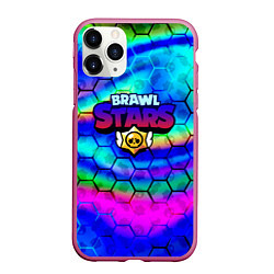 Чехол iPhone 11 Pro матовый Brawl stars neon gradient, цвет: 3D-малиновый