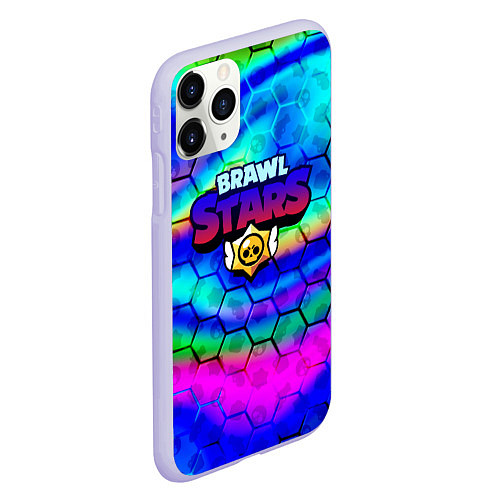 Чехол iPhone 11 Pro матовый Brawl stars neon gradient / 3D-Светло-сиреневый – фото 2