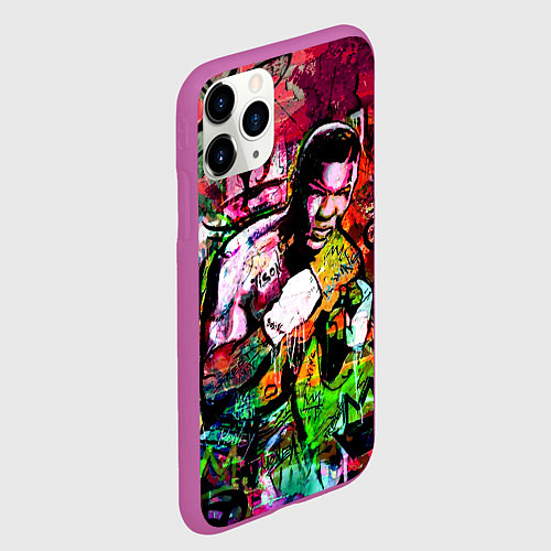 Чехол iPhone 11 Pro матовый Майк Тайсон граффити / 3D-Фиолетовый – фото 2