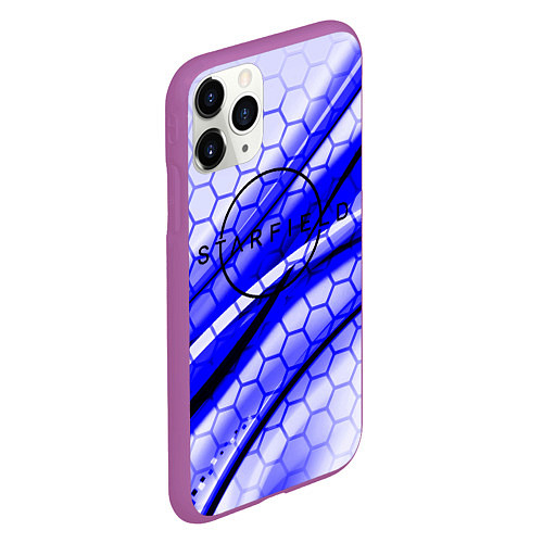 Чехол iPhone 11 Pro матовый Starfield hexagon space / 3D-Фиолетовый – фото 2